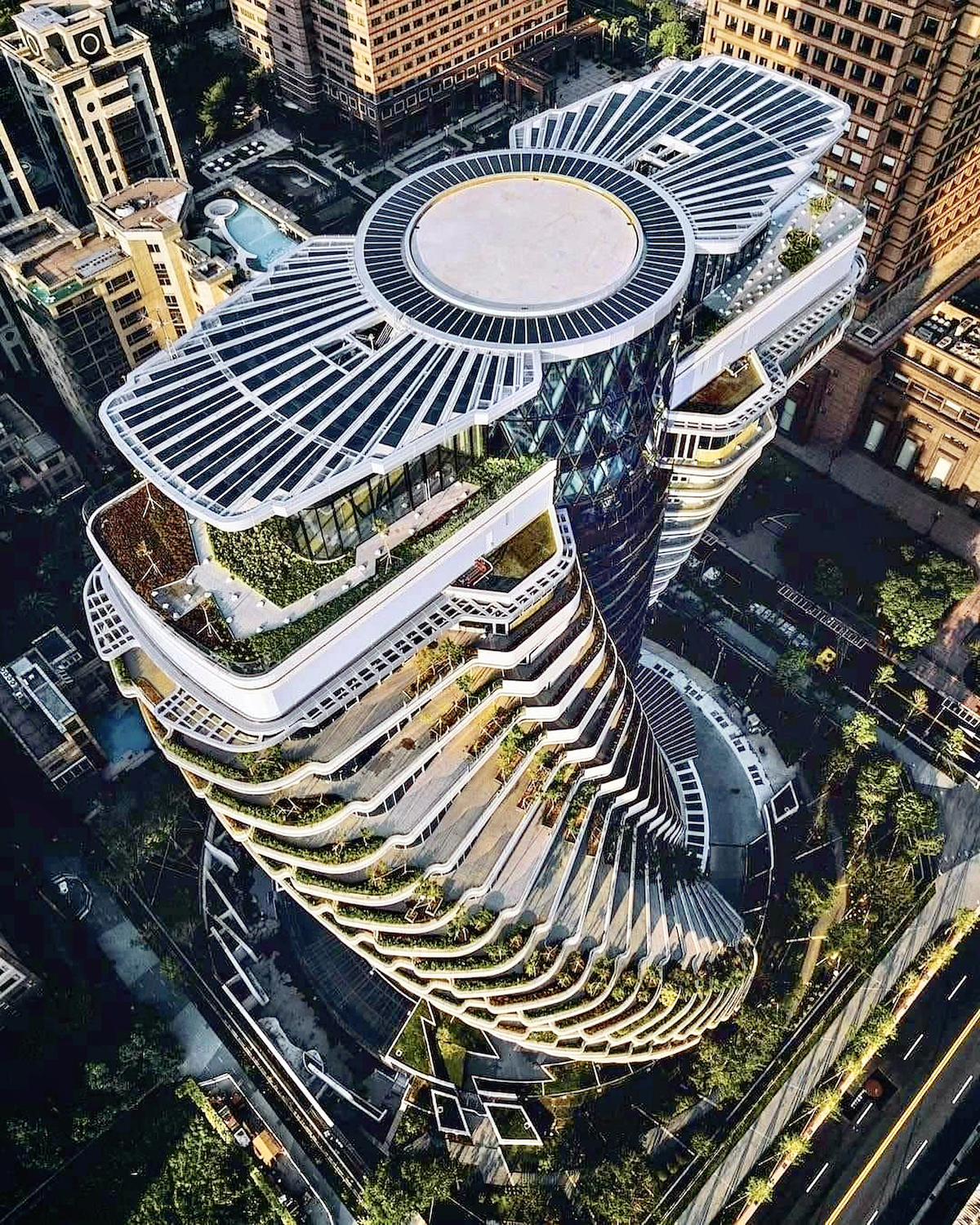 This Twisting Carbon-Absorbing Tower in Taipei Will Soon Be Completed