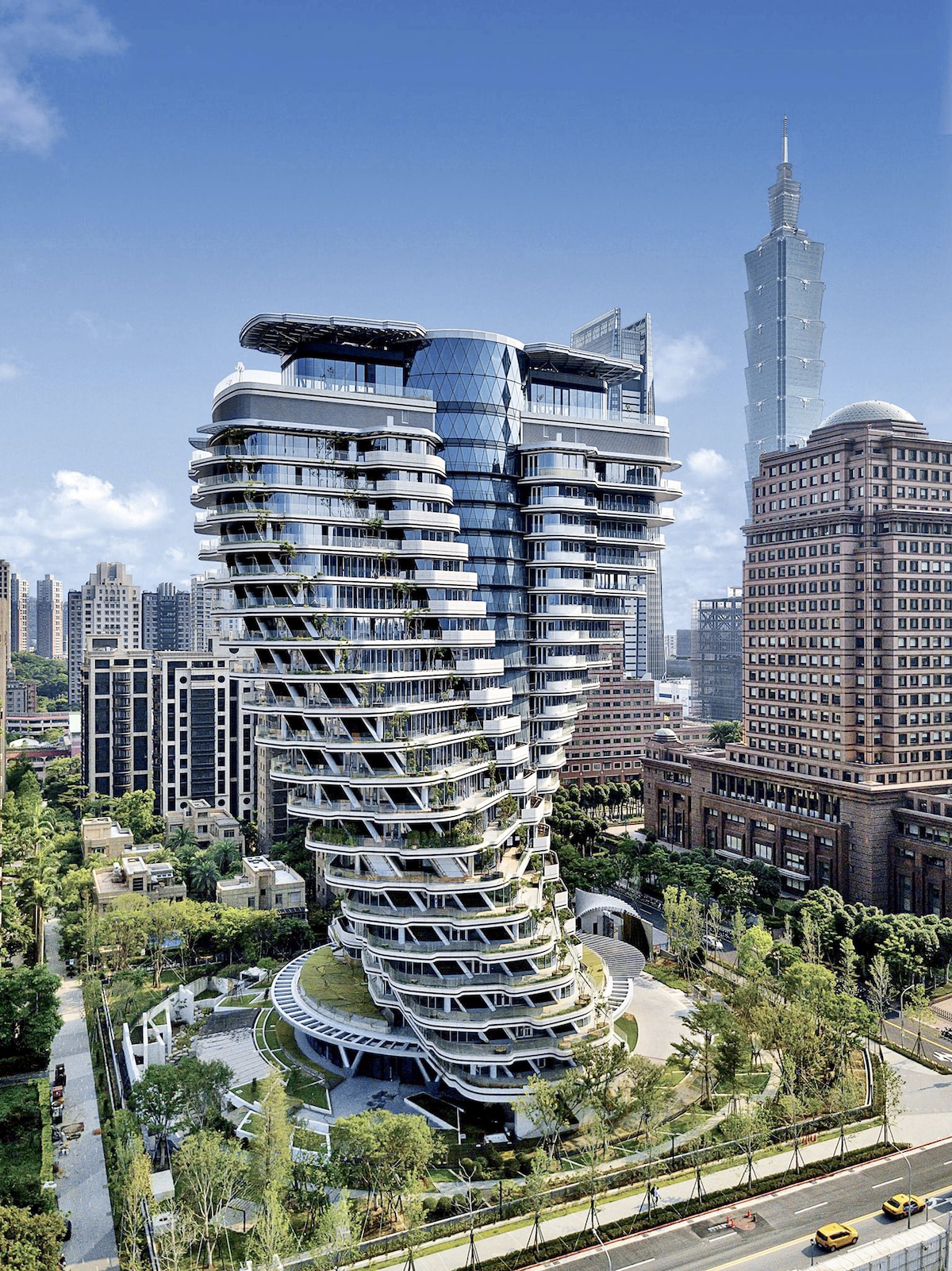 This Twisting Carbon-Absorbing Tower in Taipei Will Soon Be Completed