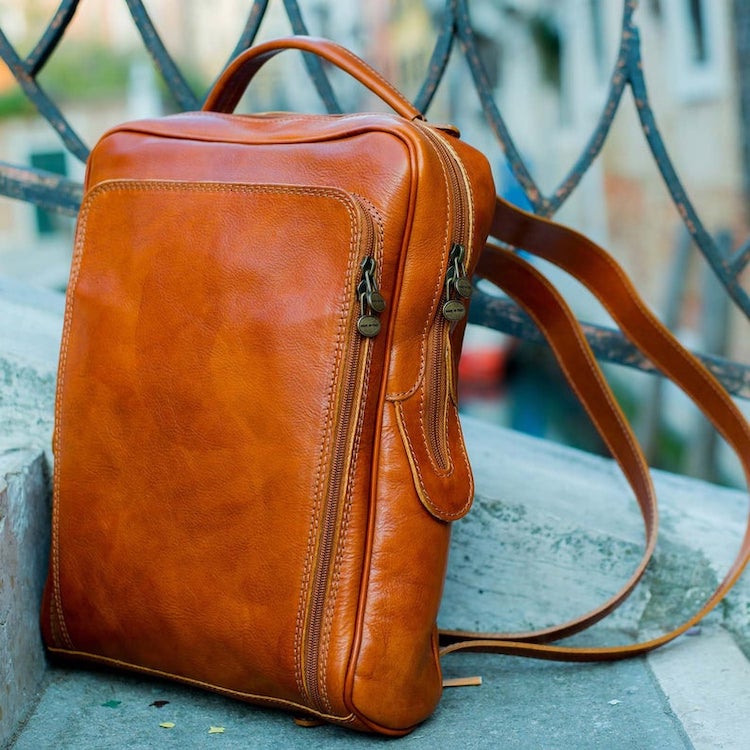 Minimalist Style Leather Backpack