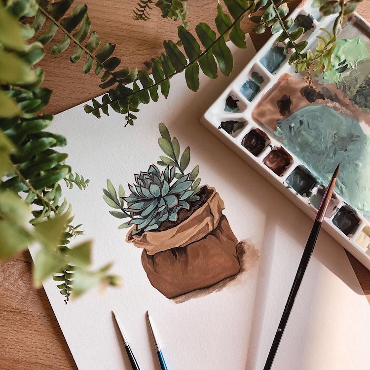 House Plant Paintings by Rosa F