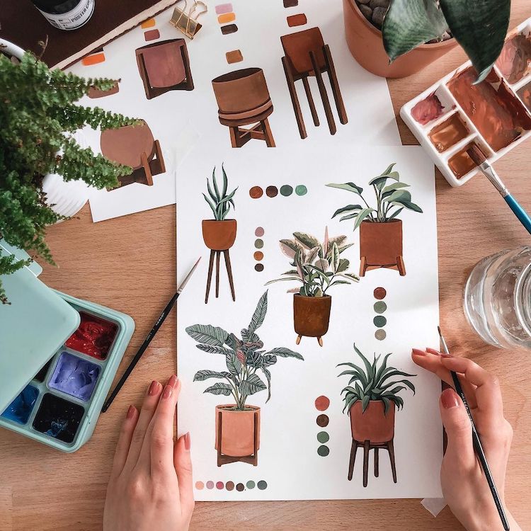 House Plant Paintings by Rosa F