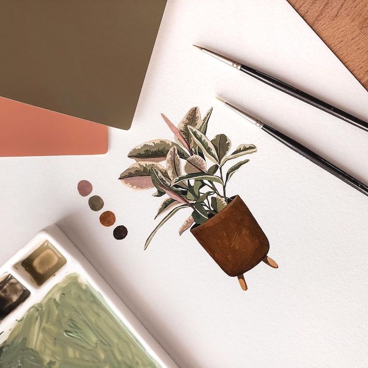 House Plant Paintings by Rosa F