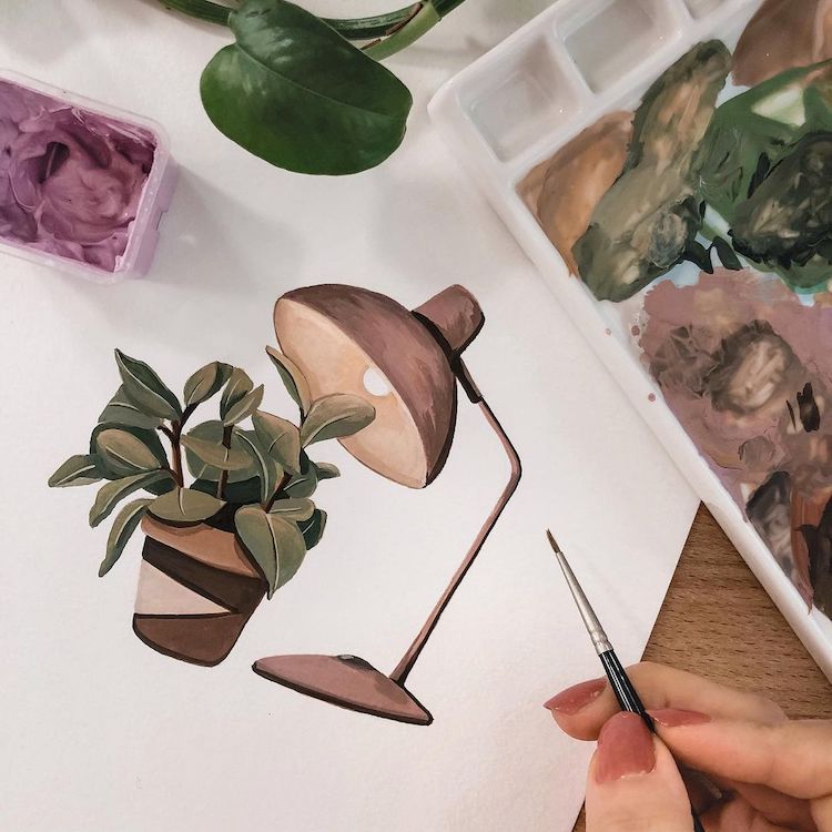 House Plant Paintings by Rosa F