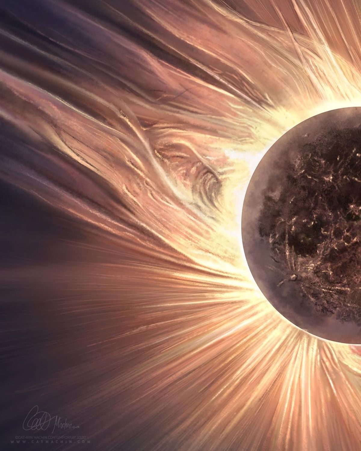 Solar Eclipse Painting by Cathrin Machin