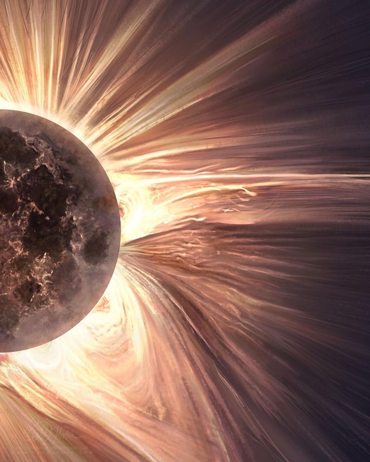 Solar Eclipse Painting by Cathrin Machin