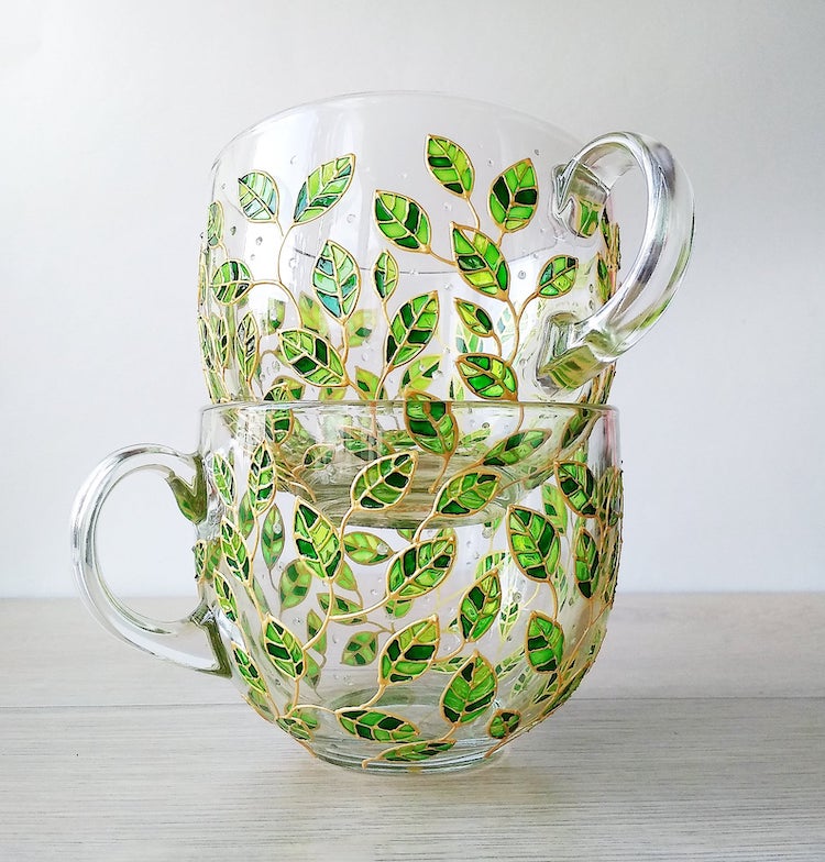Hand-Painted Glass Mugs by ArtMasha