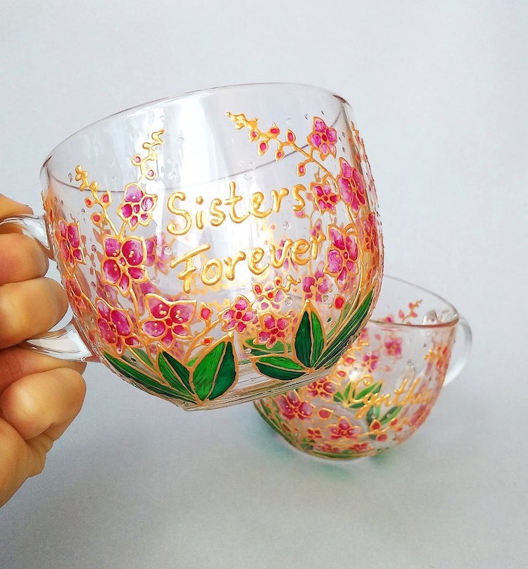 Hand-Painted Glass Mugs by ArtMasha