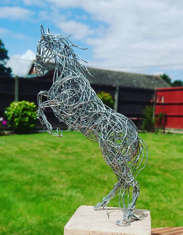 Galvanized Wire Horse Sculptures by Connie Adam