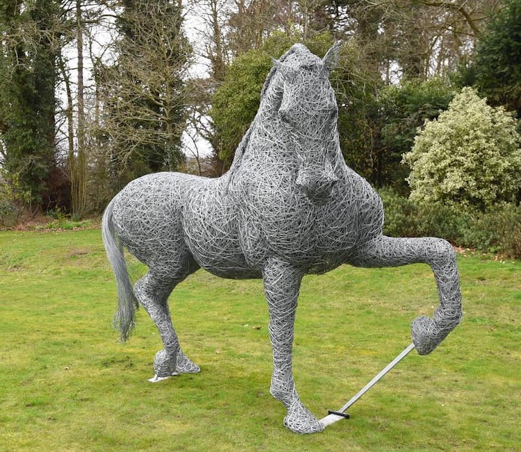 Galvanized Wire Horse Sculptures by Connie Adam