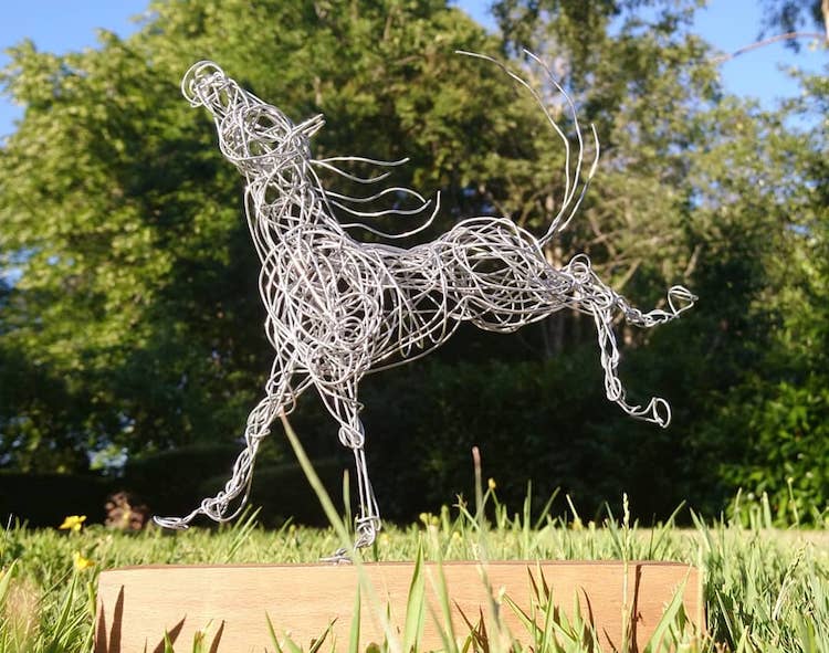Galvanized Wire Horse Sculptures by Connie Adam