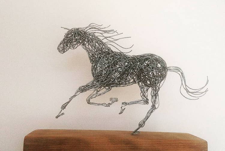 Galvanized Wire Horse Sculptures by Connie Adam