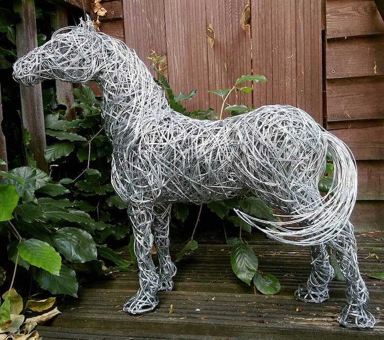 Galvanized Wire Horse Sculptures by Connie Adam