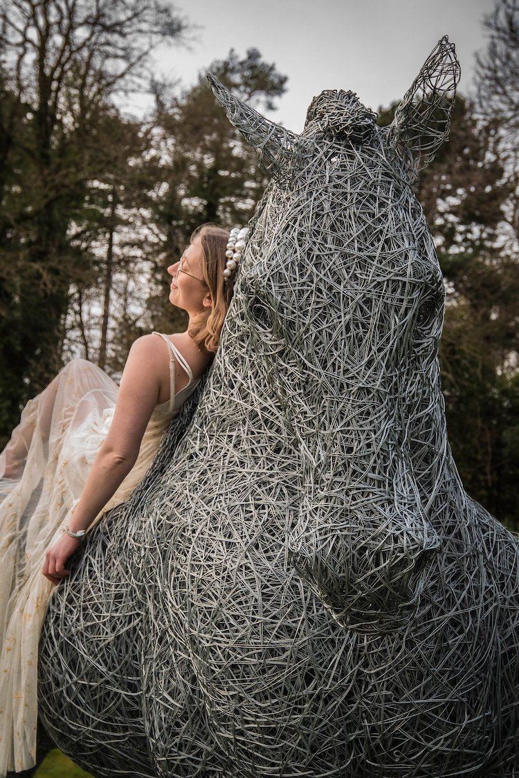 Galvanized Wire Horse Sculptures by Connie Adam