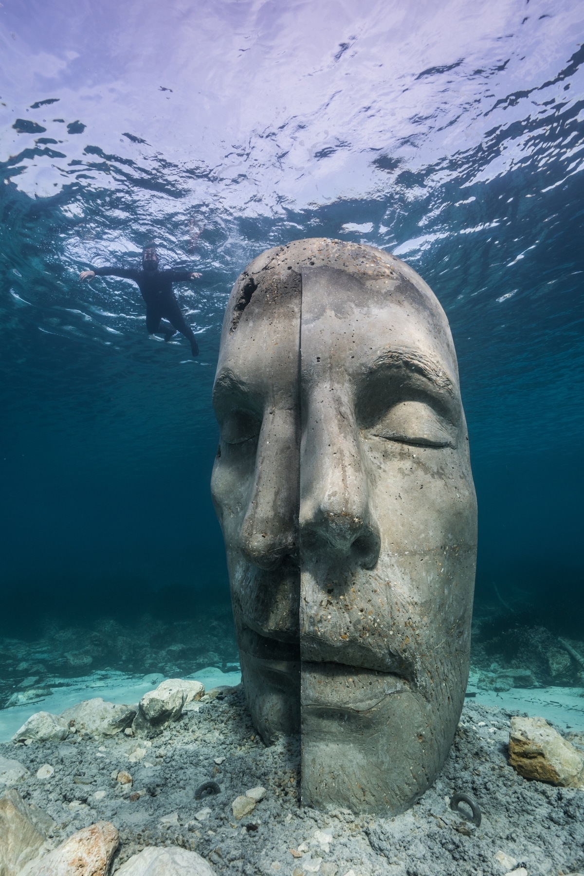 Jason deCaires Taylor’s Cannes Underwater Museum Features Monumental Submerged Masks 