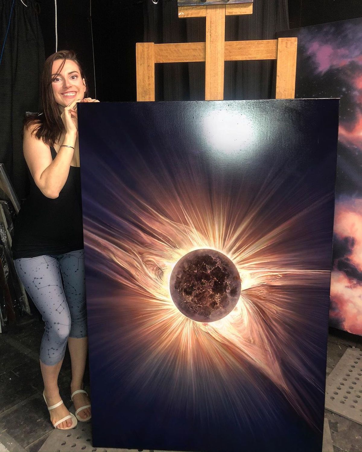 Solar Eclipse Painting by Cathrin Machin