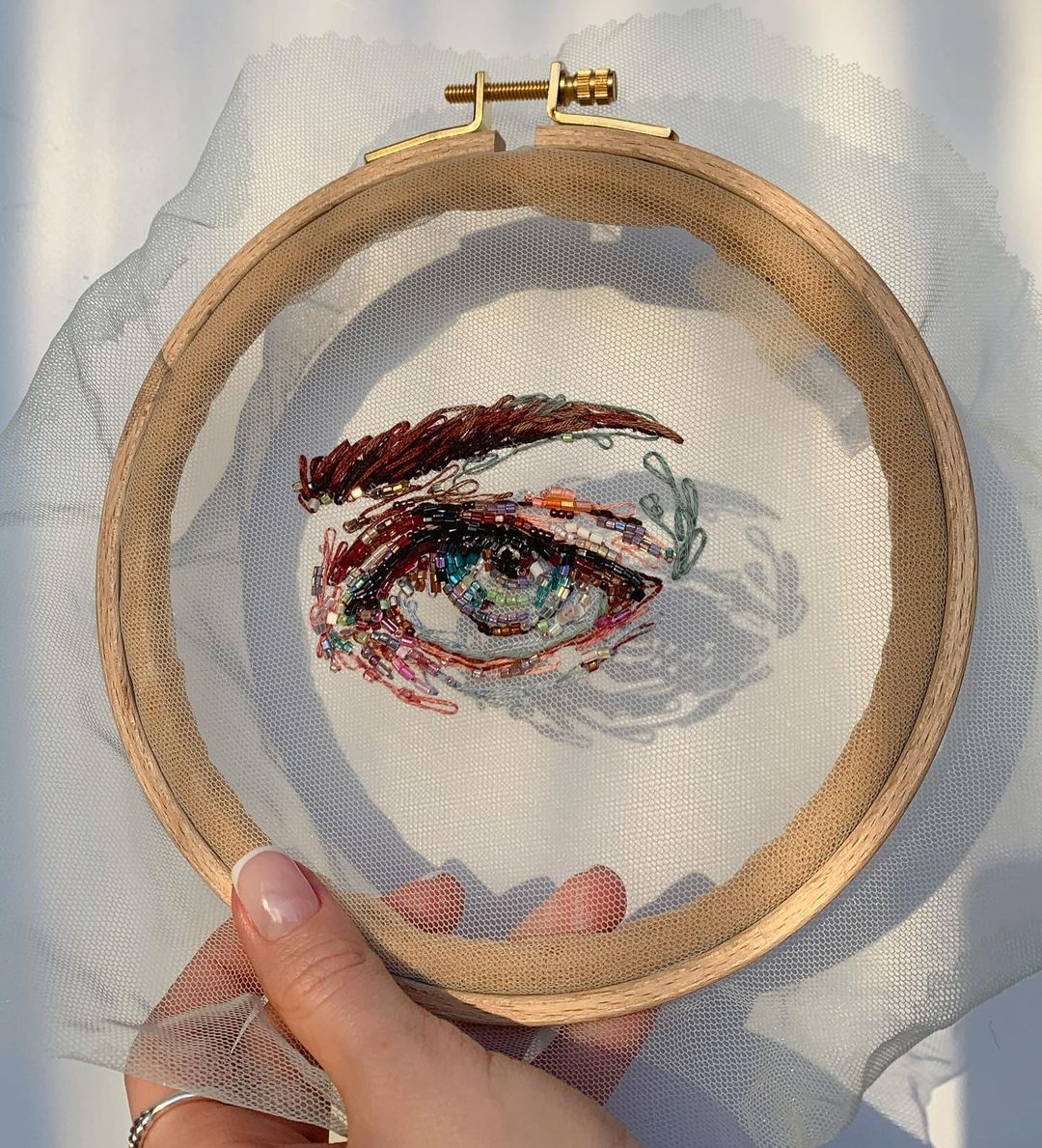 Tulle Embroidery Art by Kathrin Marchenko