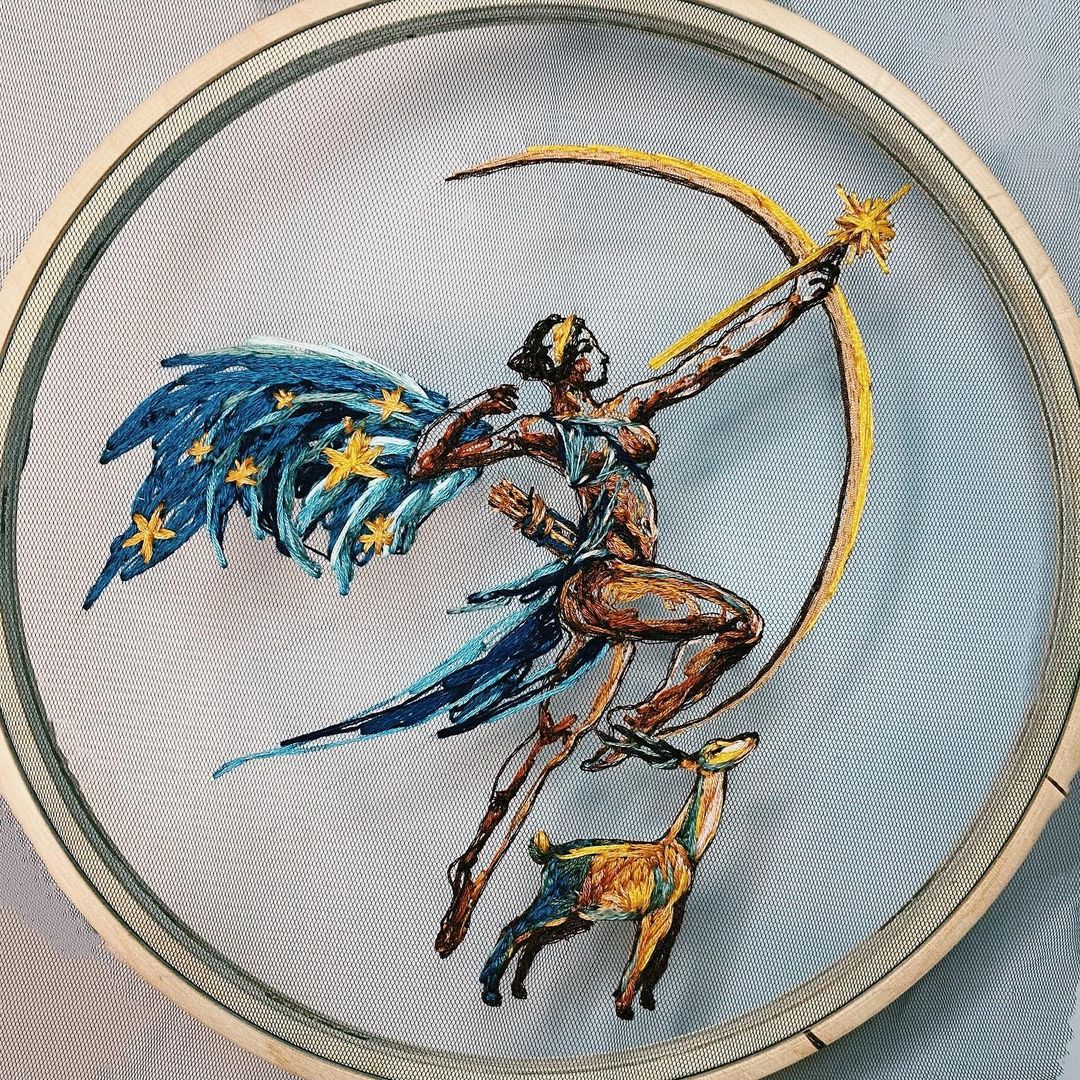 Tulle Embroidery Art by Kathrin Marchenko