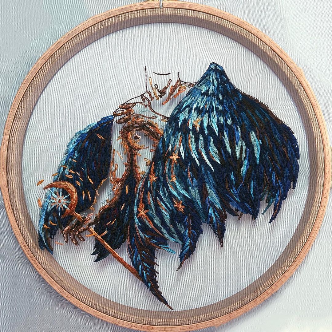 Tulle Embroidery Art by Kathrin Marchenko