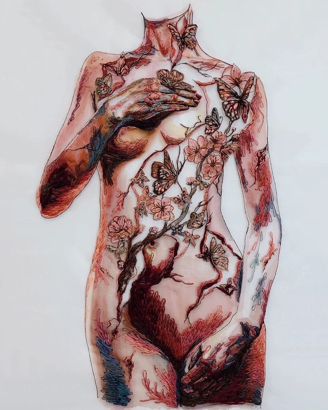 Tulle Embroidery Art by Kathrin Marchenko