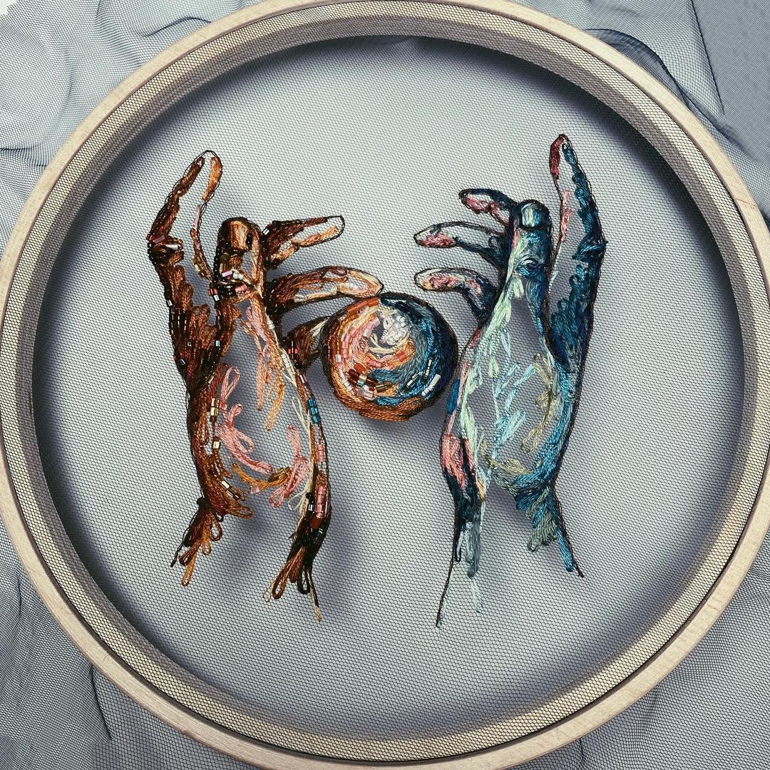 Tulle Embroidery Art by Kathrin Marchenko