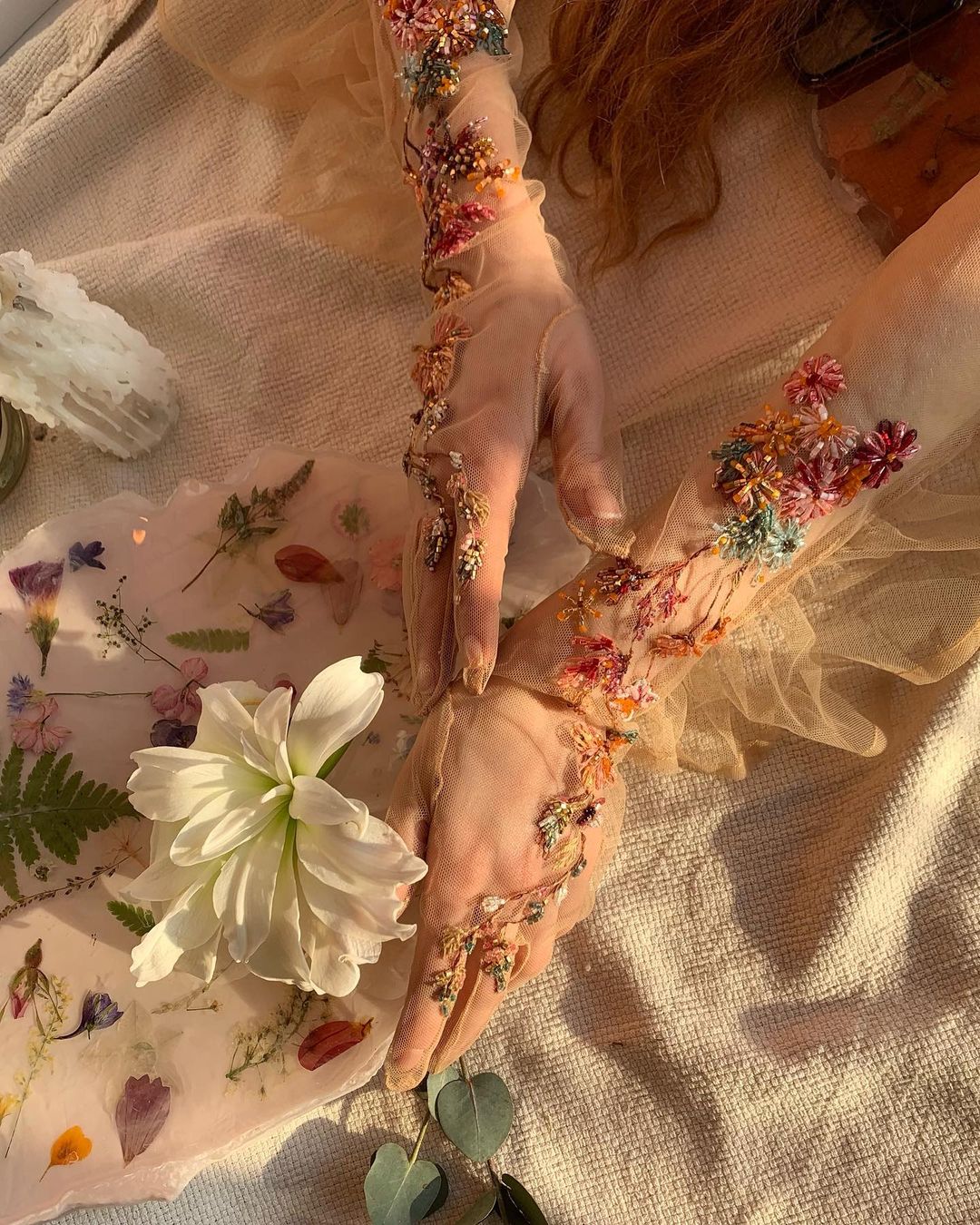 Tulle Embroidery Art by Kathrin Marchenko