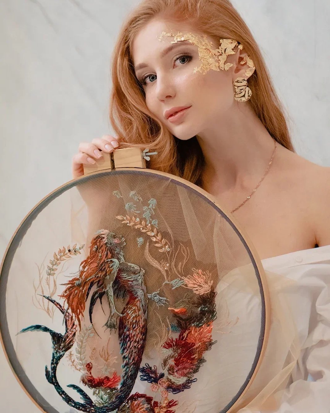 Tulle Embroidery Art by Kathrin Marchenko