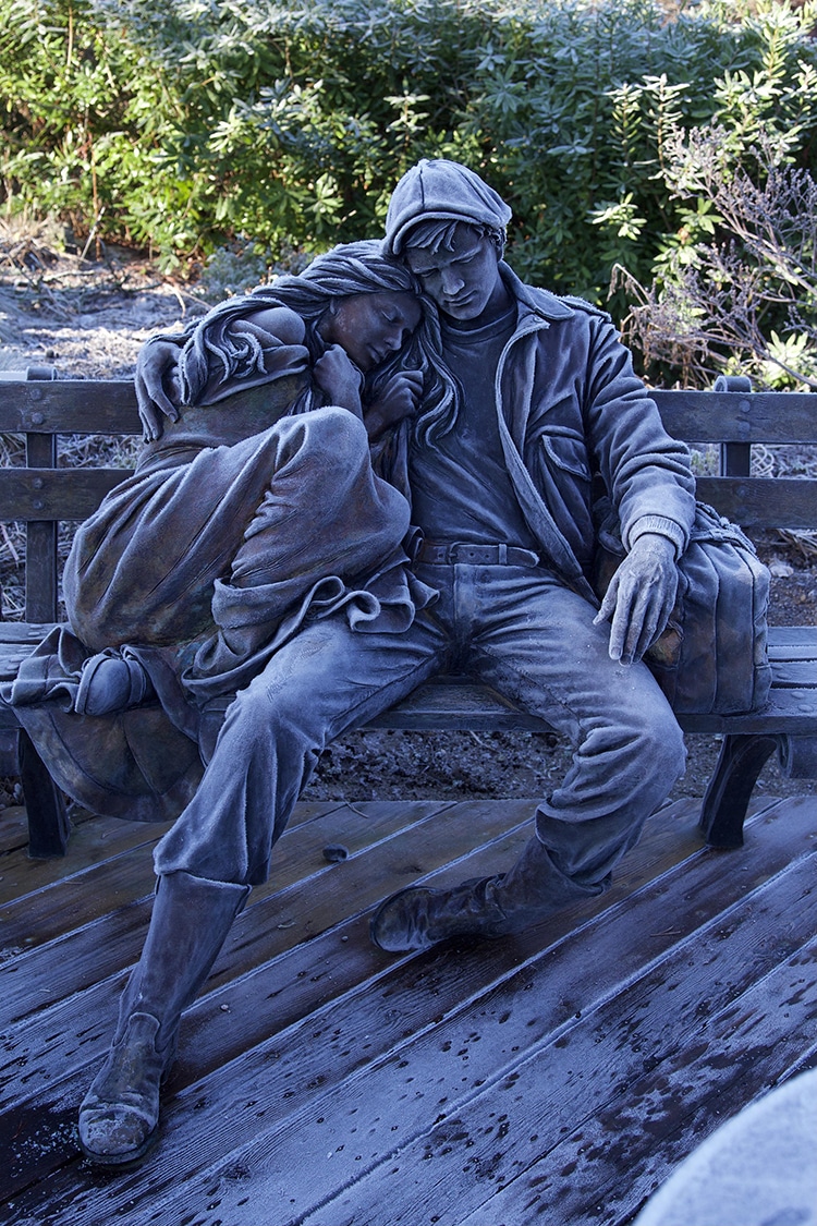 Vancouver VanDusen Botanical gardens Departure Statue Frosted Over