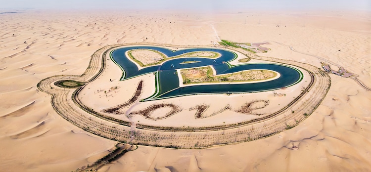 Swim in the Middle of the Desert in Dubai’s Heart-Shaped Love Lake