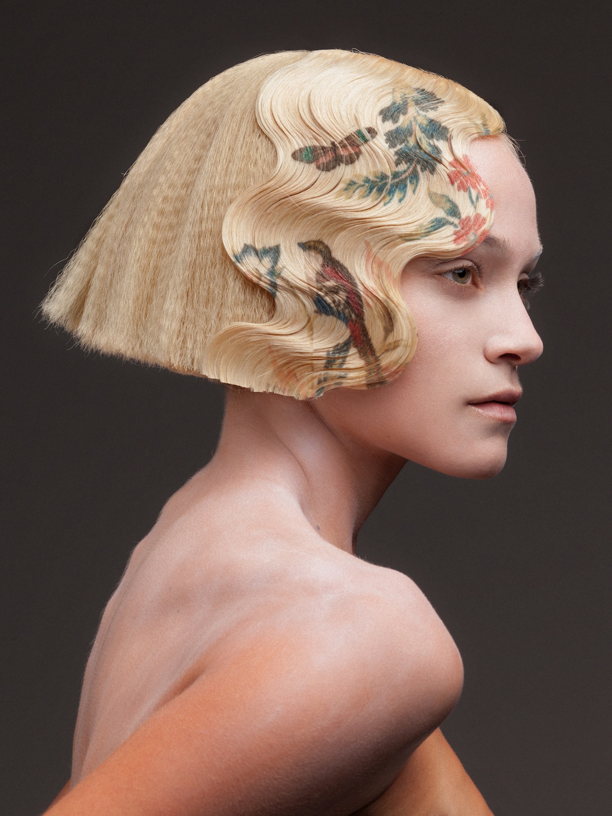 Digitally Printed Flower Hairstyles by Alexis Ferrer