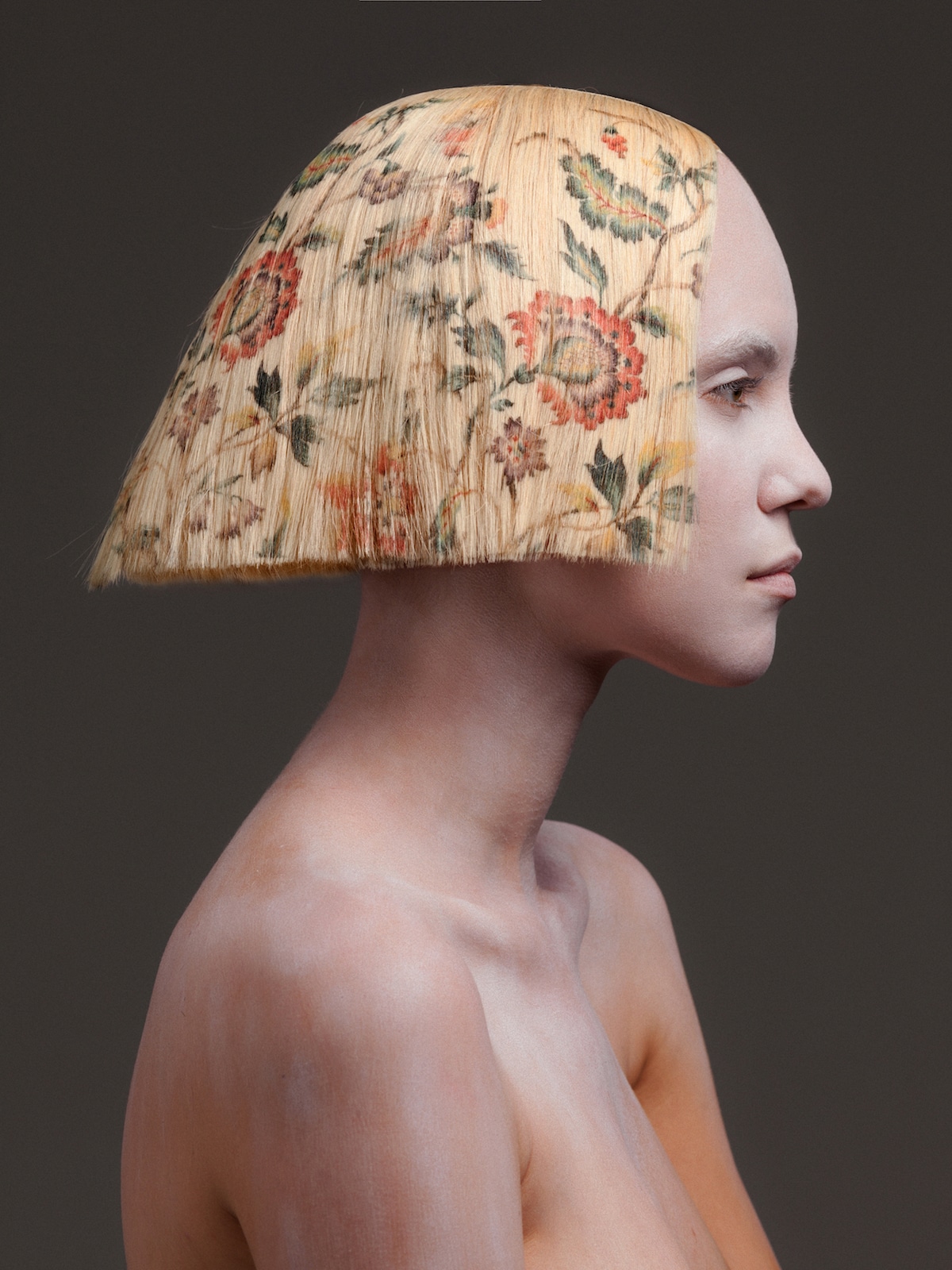 Digitally Printed Flower Hairstyles by Alexis Ferrer