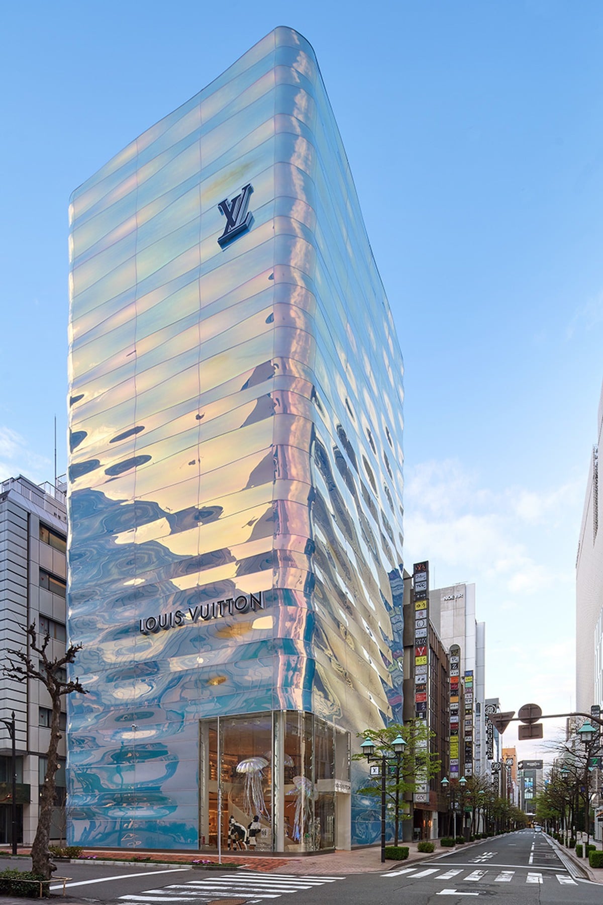 Louis Vuitton’s Ginza Namiki Store Reopens With Shimmering Sea-Inspired Façade