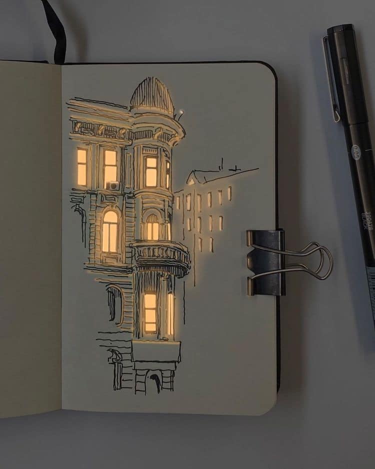 - ViralBandit Illuminated Pen and Ink Drawings of Buildings by Nikita White