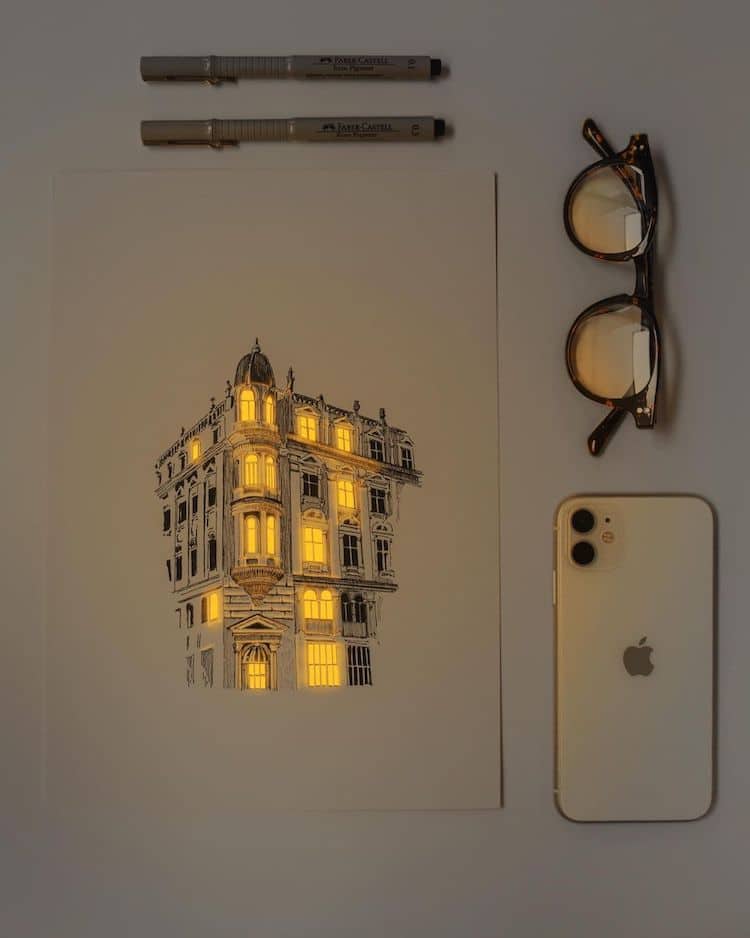 - ViralBandit Illuminated Pen and Ink Drawings of Buildings by Nikita White