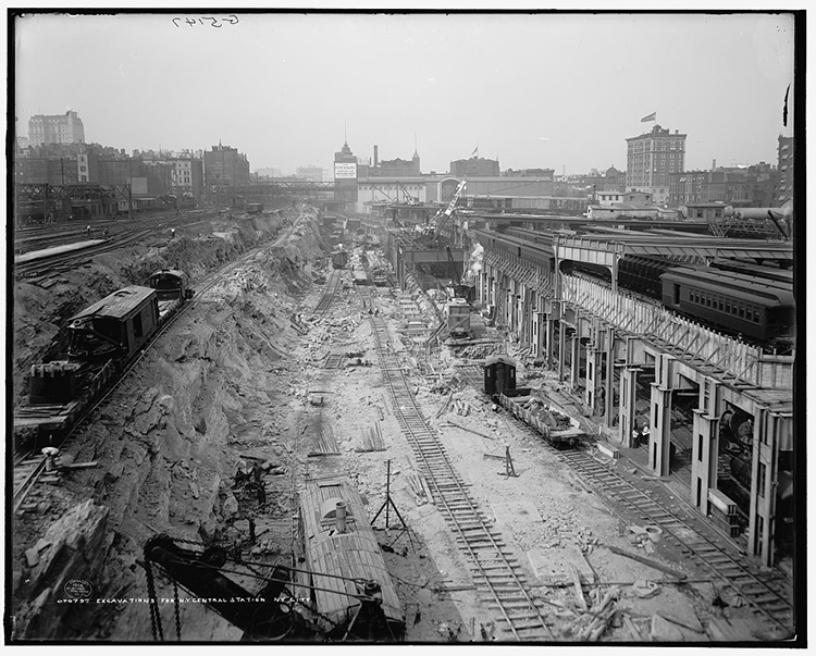 Excavations for Grand Central terminal Station Railway New York