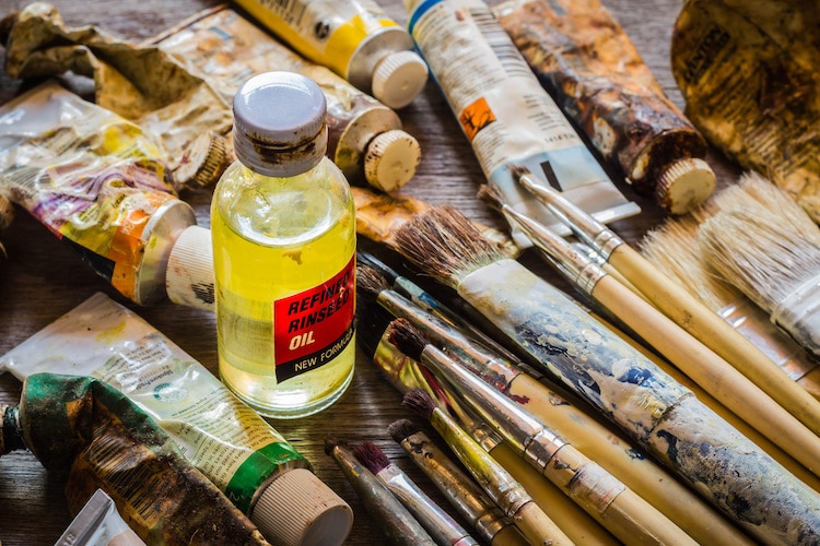 Linseed Oil and Paint Brushes