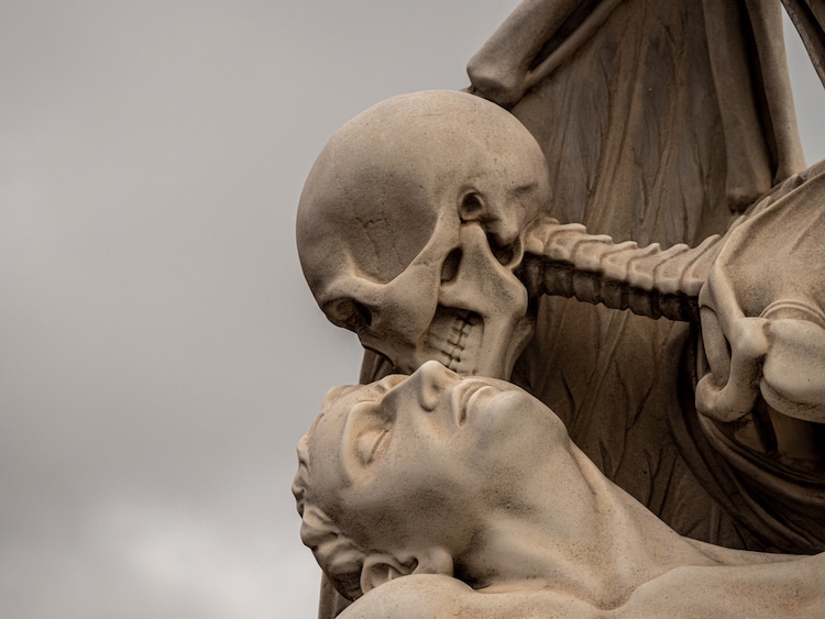 Close Up of Cemetery Sculpture in Barcelona