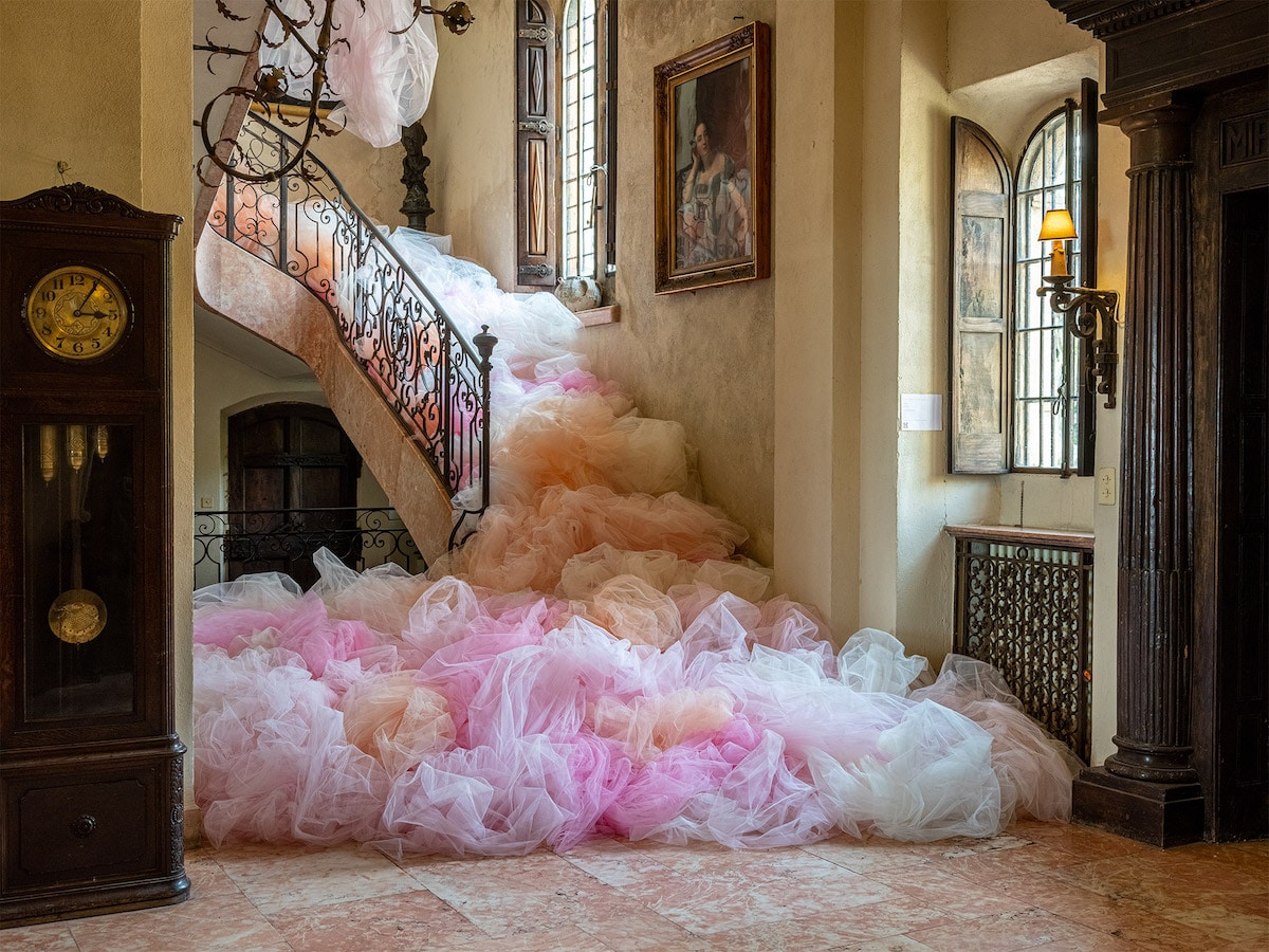 Tulle Fabric Installations by Ana Maria Hernando
