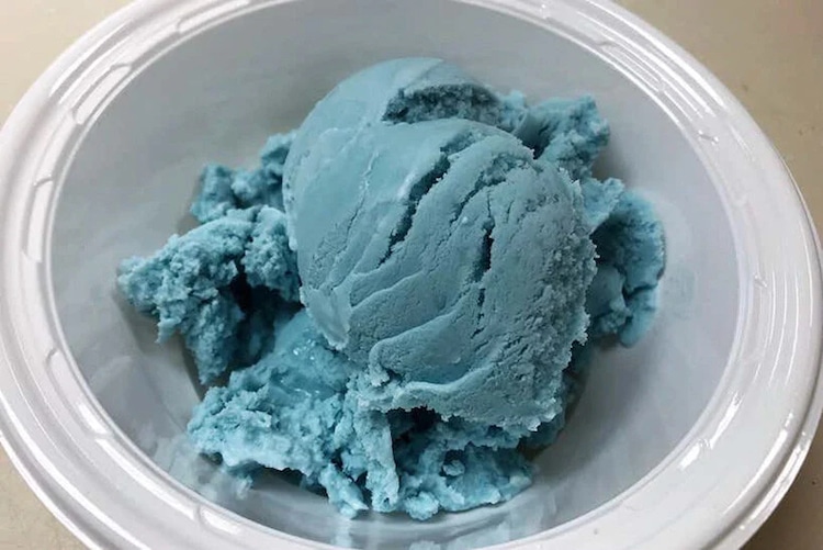 Ice Cream Dyed Blue with Pigment from Red Cabbage