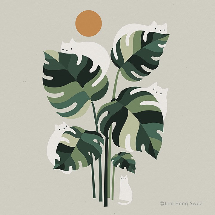 Cats and Plants Illustrations by Lim Heng Swee