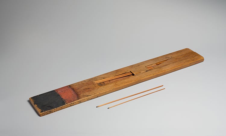 Scribes Palette With Ink and Reed Brushes