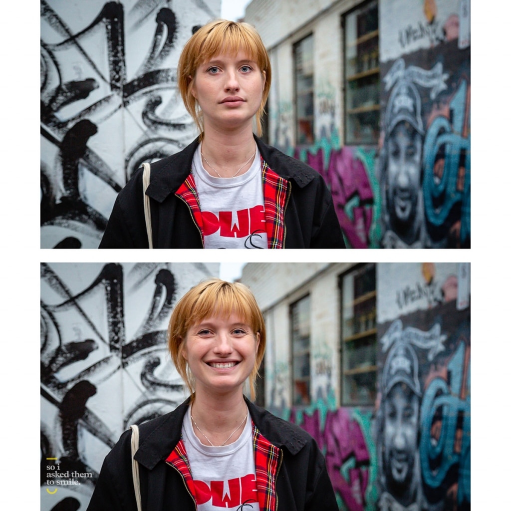 A young woman poses in front of a graffiti wall in Australia.