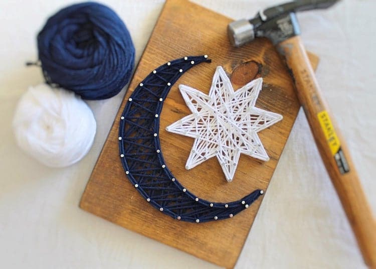 Moon and Stars String Art