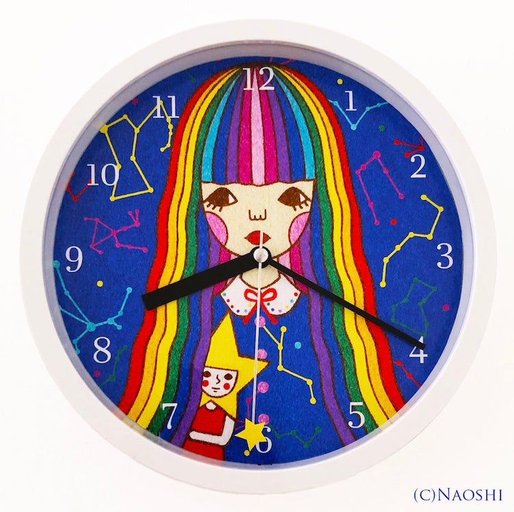 Illustration of a Girl in Background of a Wall Clock