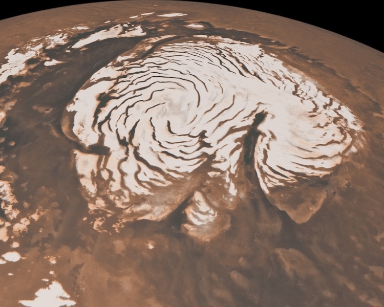 Northern ice caps on Mars