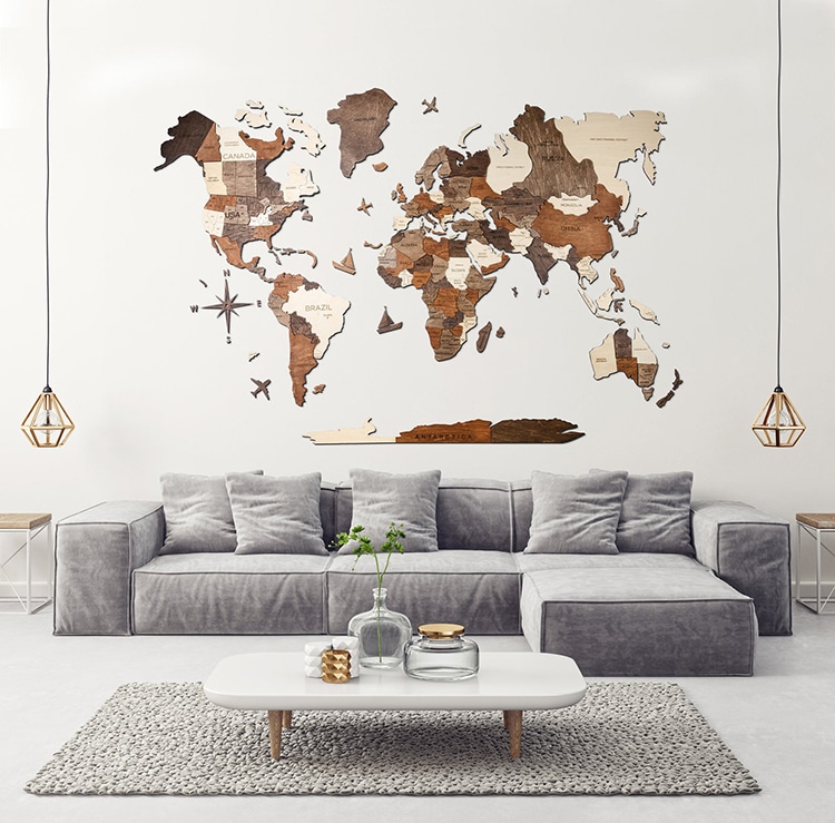 Giant Wooden World Map
