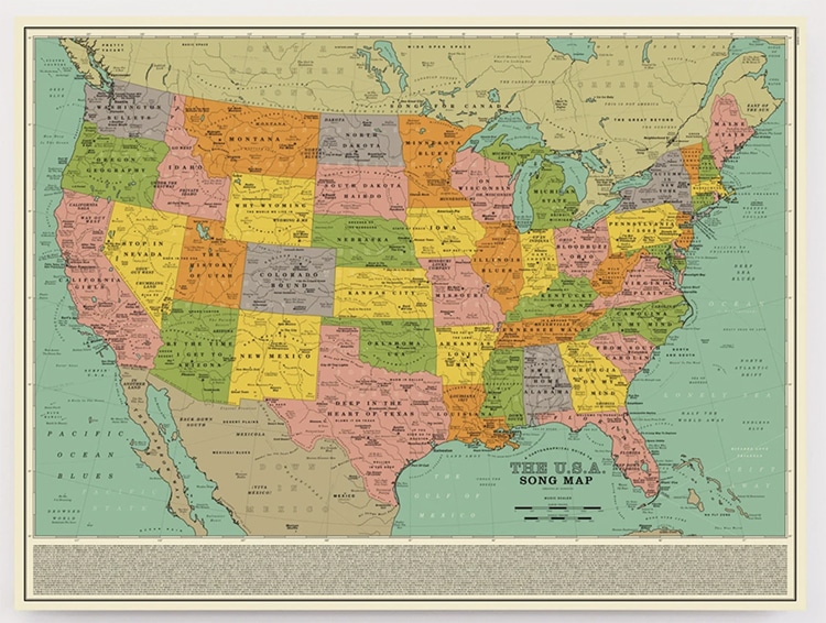 USA Songs Map Poster