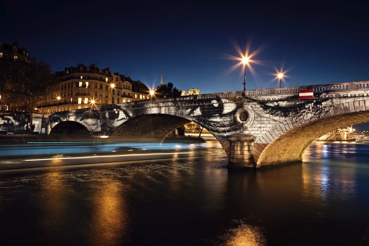 Women Are Heroes Projection on Bridge in Paris