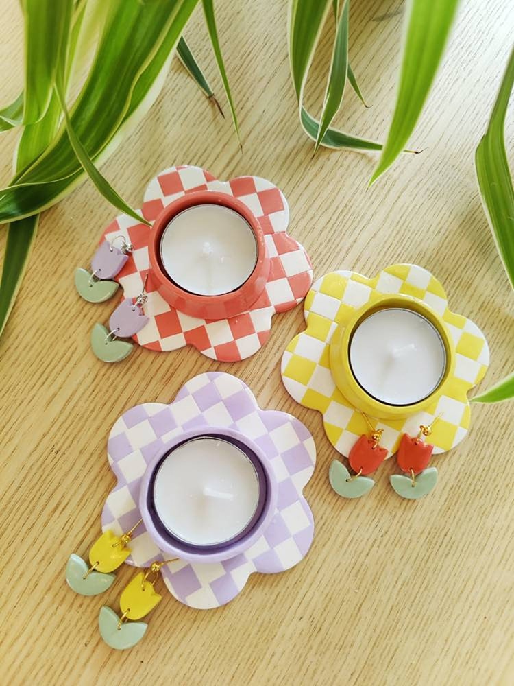 Ceramic Cute Candle Holder in Flower Shape