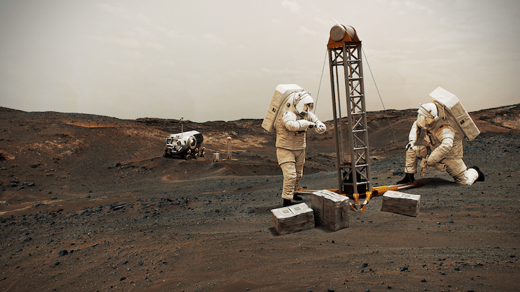 Illustration of astronauts on Mars