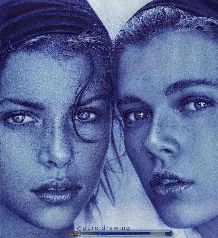 Blue Ballpoint Pen Drawings by Paulus Architect